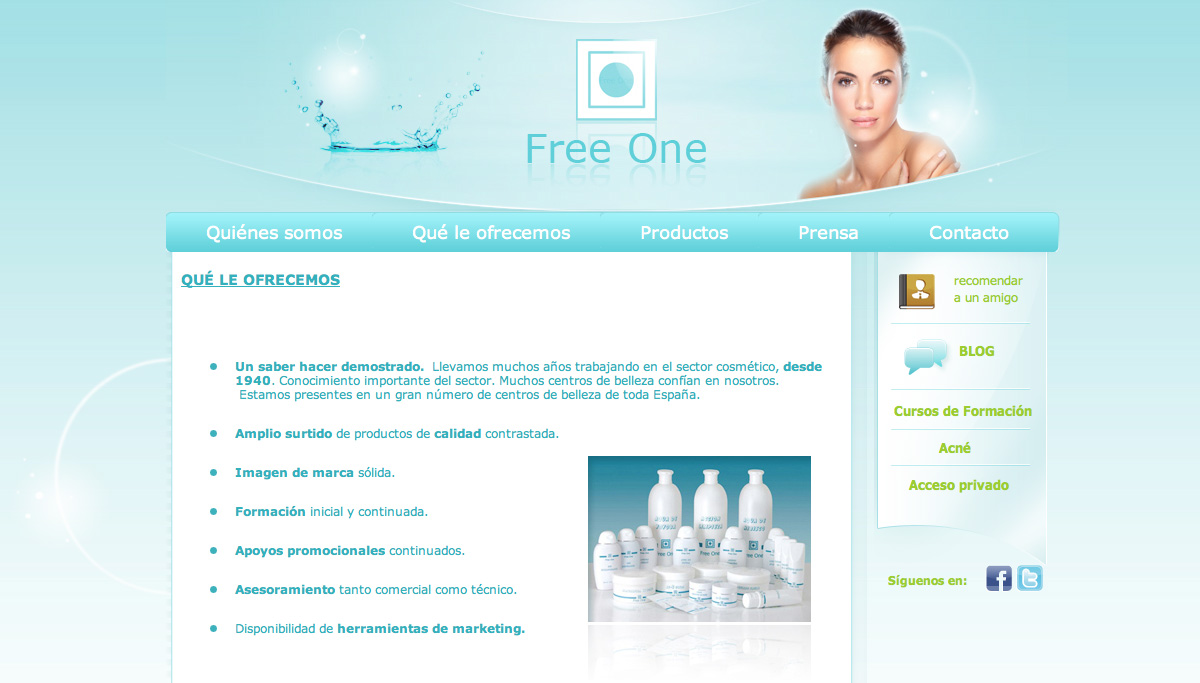 diseño web Freeonecosmetica