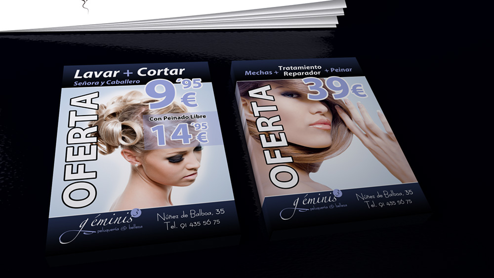 Diseño logotipo e Identidad corporativa Geminis3 flyers