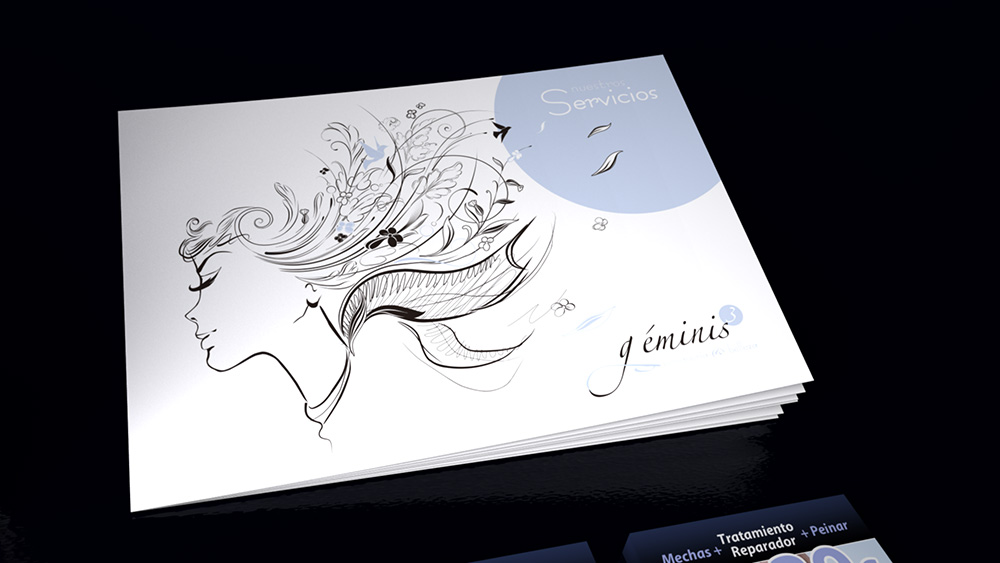 Diseño logotipo e Identidad corporativa Geminis3 folleto dossier