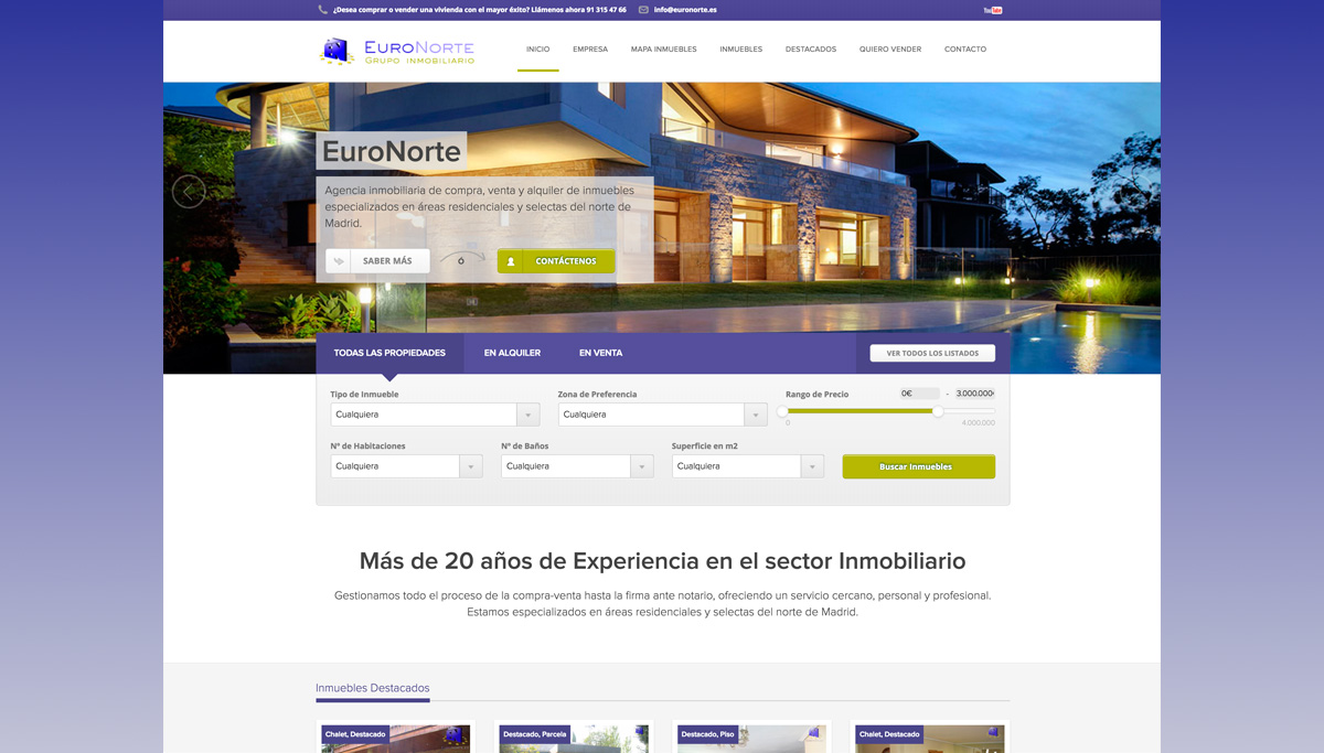 diseño web portal inmobiliario Euronorte